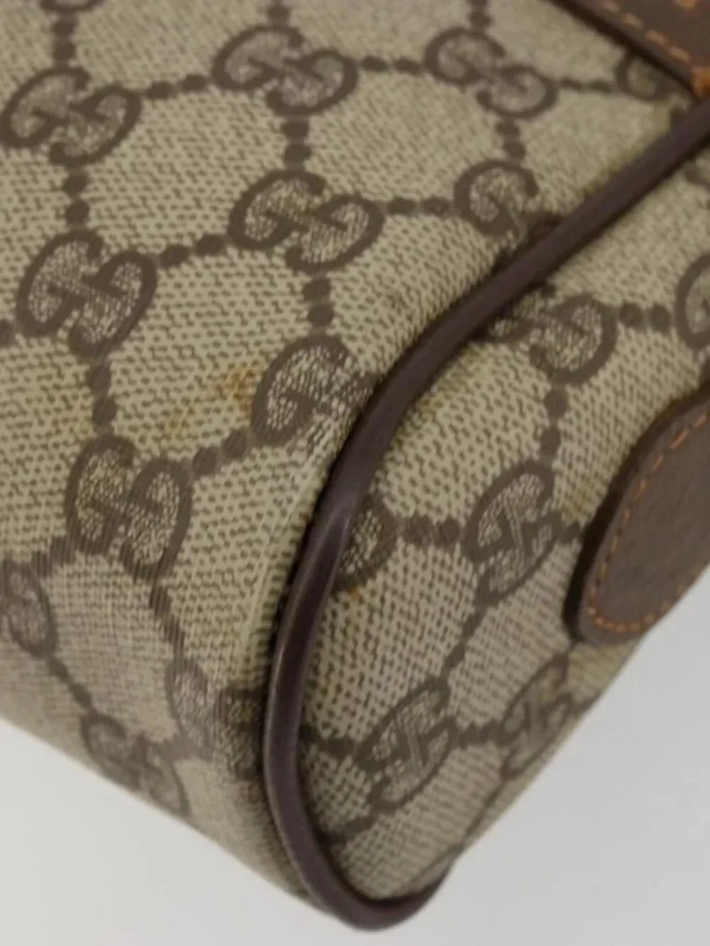 GUCCI GG Supreme Web Sherry Line Bag PVC Beige Gold 56 02 087 Auth